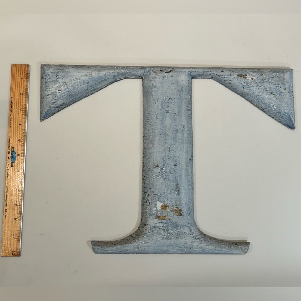 Large Antique wooden letter “T” from old restaurant signage